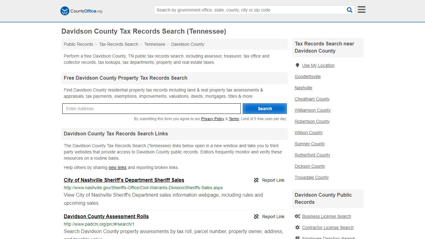Davidson County Tax Records Search (Tennessee) - County Office