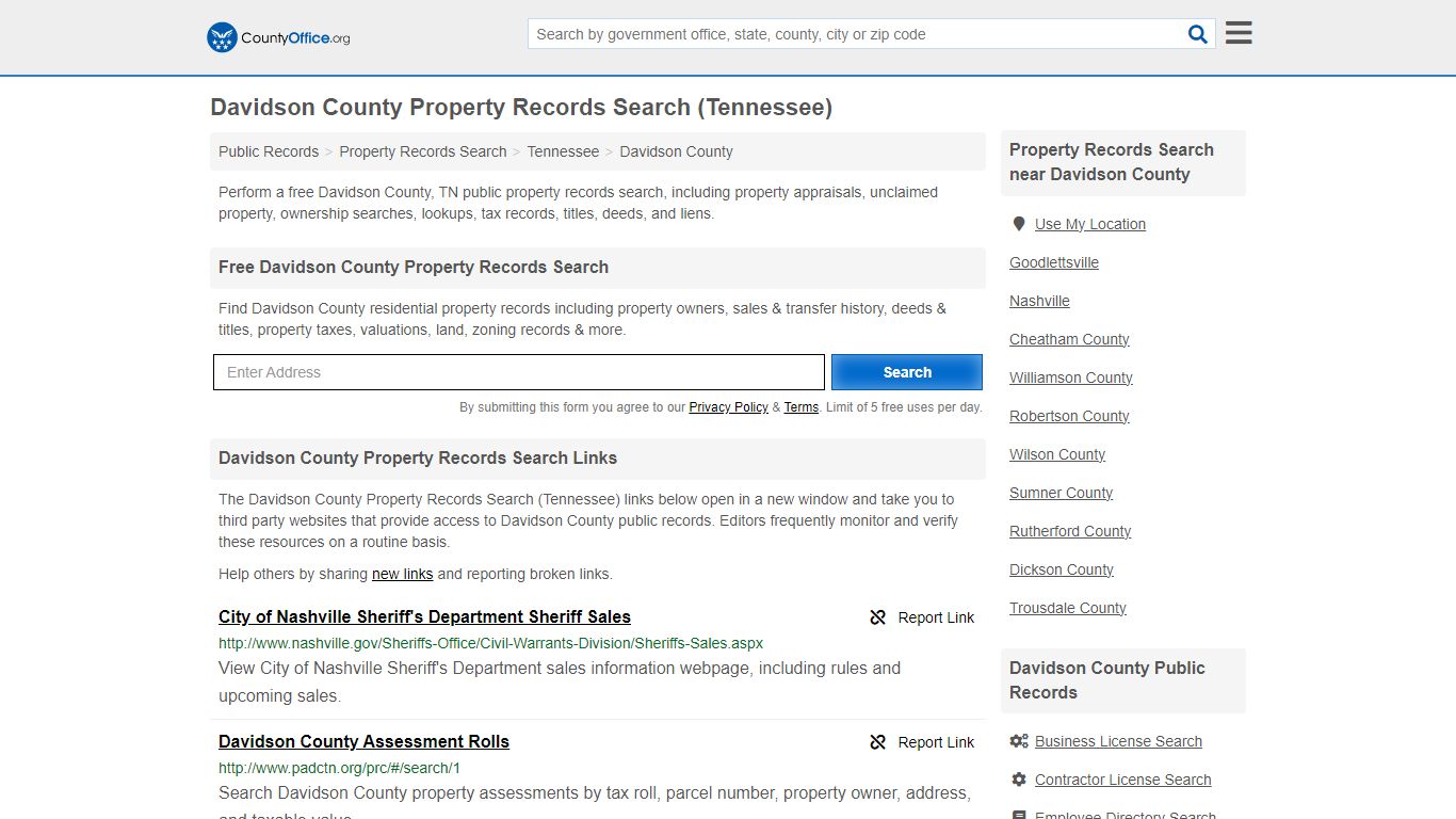 Davidson County Property Records Search (Tennessee) - County Office